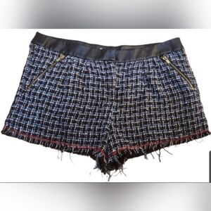 Y2k Olsenboye Faux Leather Waistband Tweed Short Shorts  Size 13